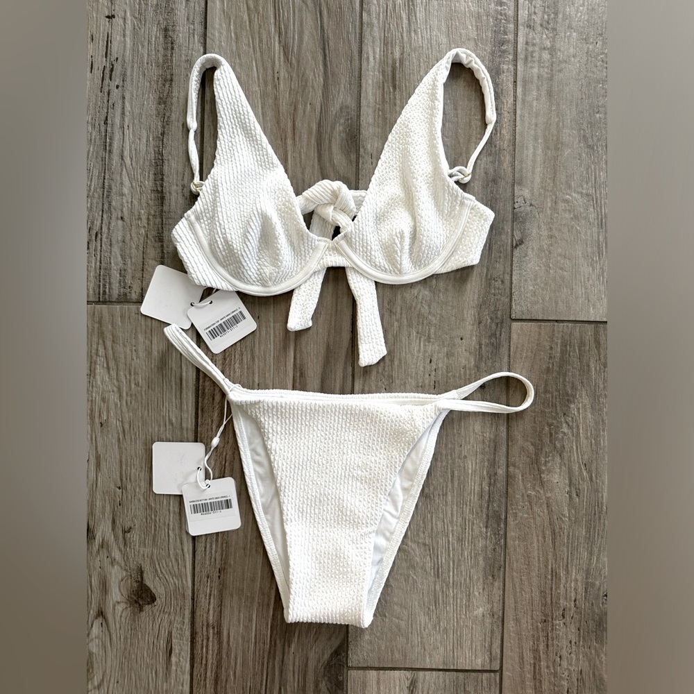 NWT MONDAY SWIMWEAR Bikini Set - White Sand Crinkle Color